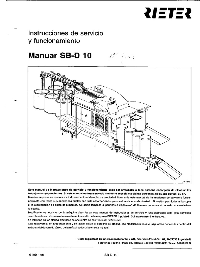 Instrucciones Manuar Rieter SB- D10 | PDF