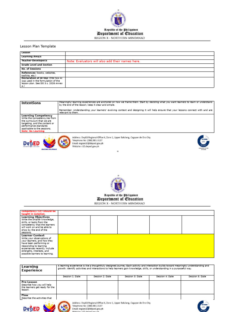 Lesson Plan Template | PDF | Learning | Educational Assessment