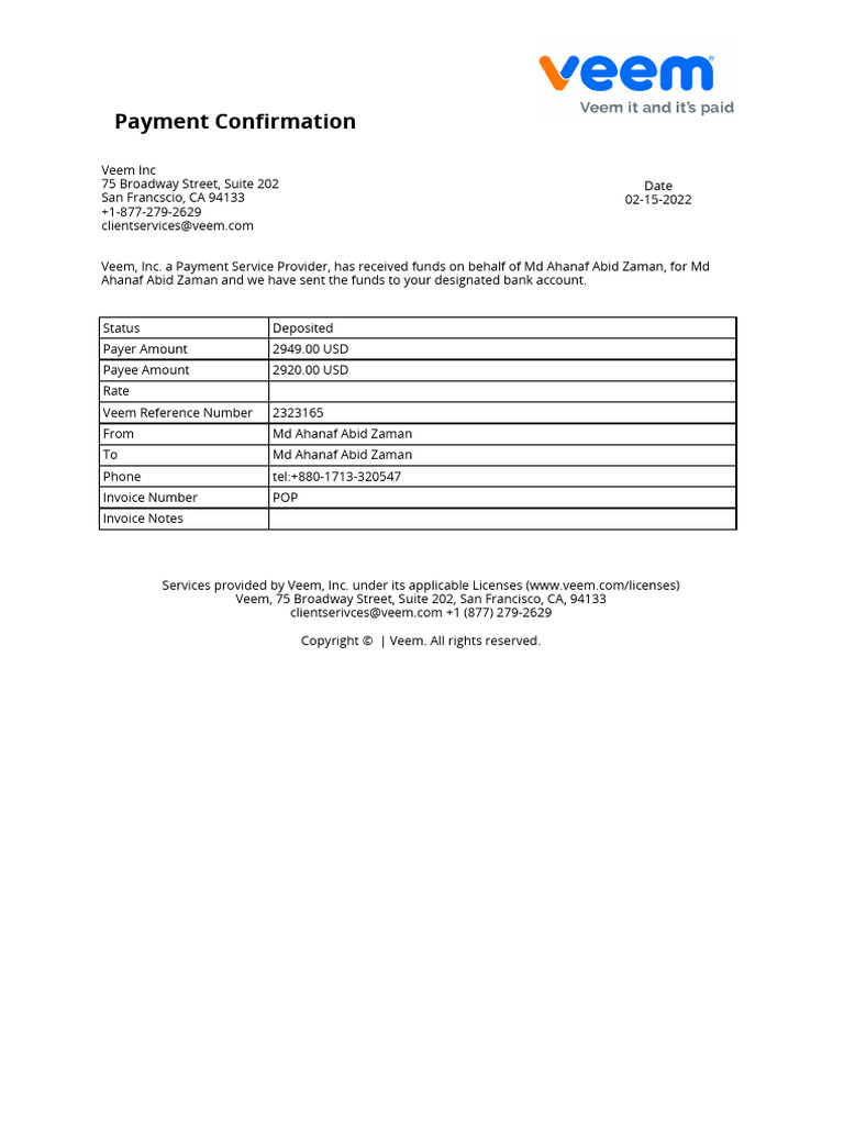 2323165 Payment Confirmation | PDF