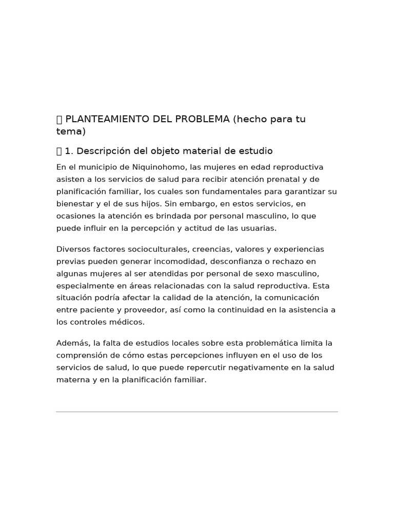 Múltiples Planteamiento de Problema | PDF | Planificación familiar ...