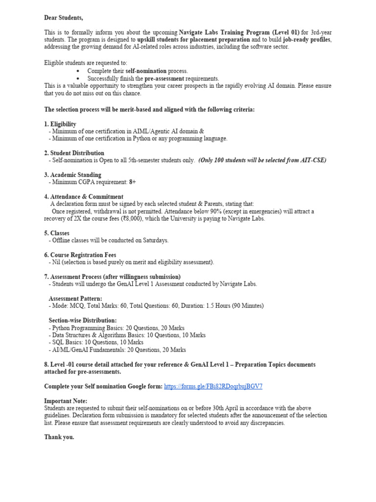 Navigate Labs Training Program (Level 01) | PDF