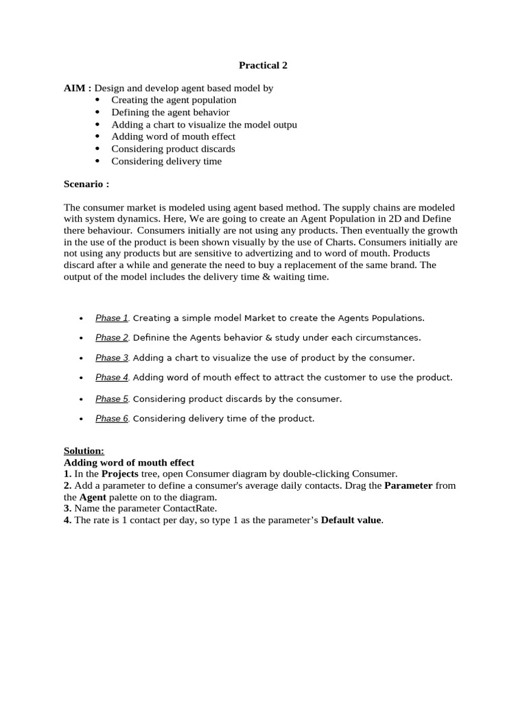 Practical 2 - Agent Based Model WOM | PDF | Computing