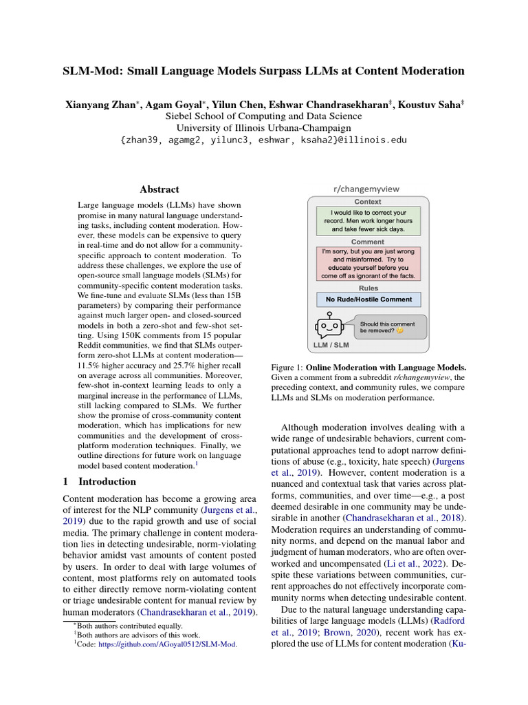 SLM-Mod Small Language Models Surpass LLMs at Content Moderation | PDF ...