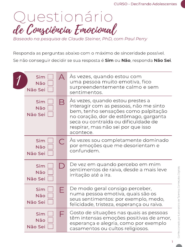Escala de Consciencia Emocional | PDF