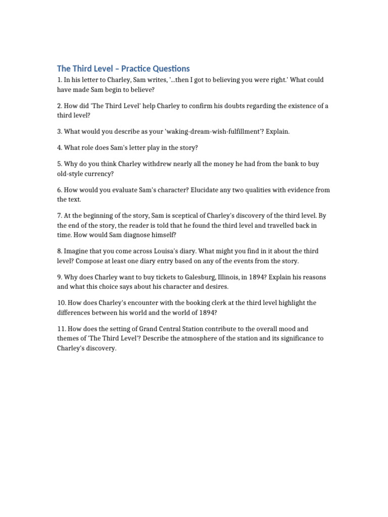 The Third Level Practice Questions | PDF