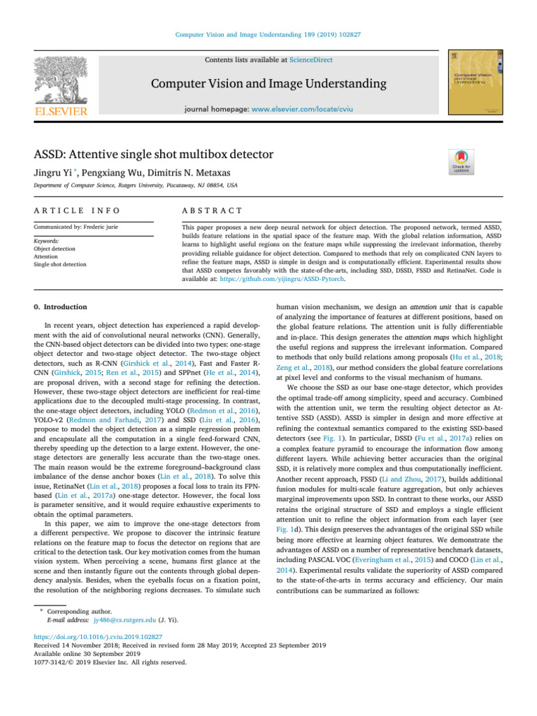 ASSD Attentive Single Shot Multibox Detector | PDF | Machine Learning ...