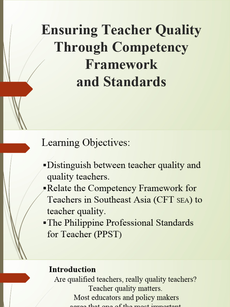 Ensuring Teacher Quality Through Competency Framework and Standards | PDF
