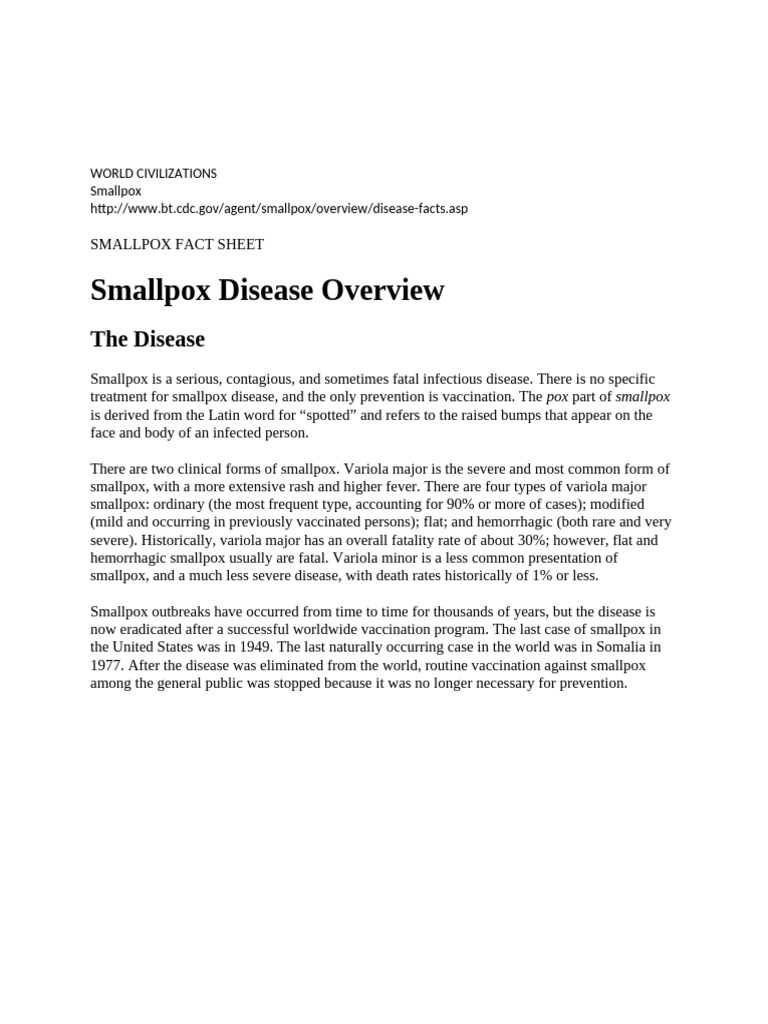 A Smallpox Fact Sheet | PDF