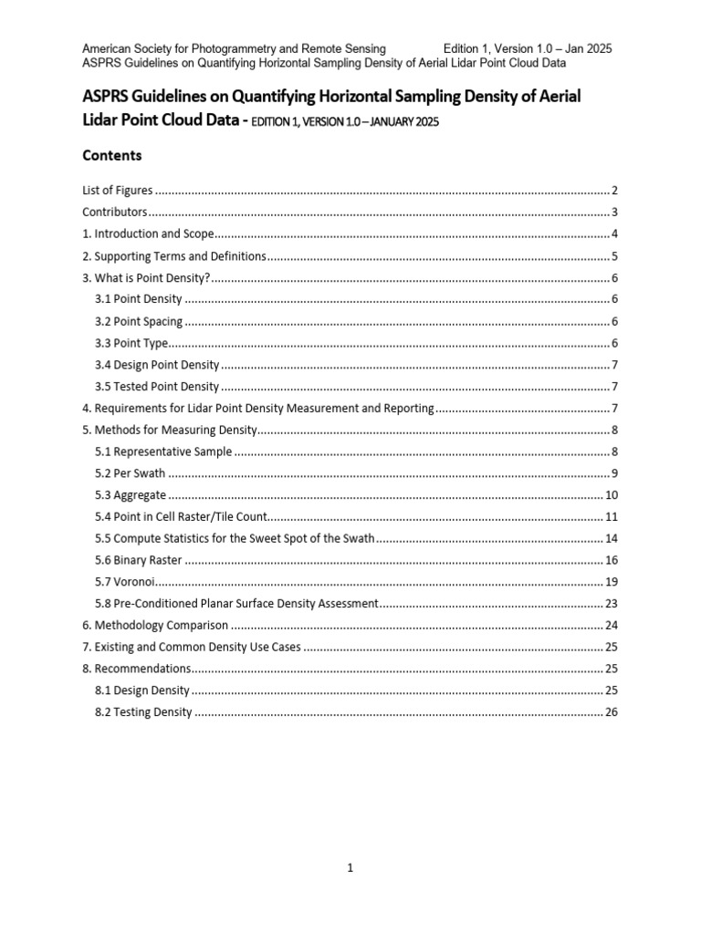 2025 ASPRS Lidar Density Guidelines Edition1 Version1.0 | PDF | Lidar ...
