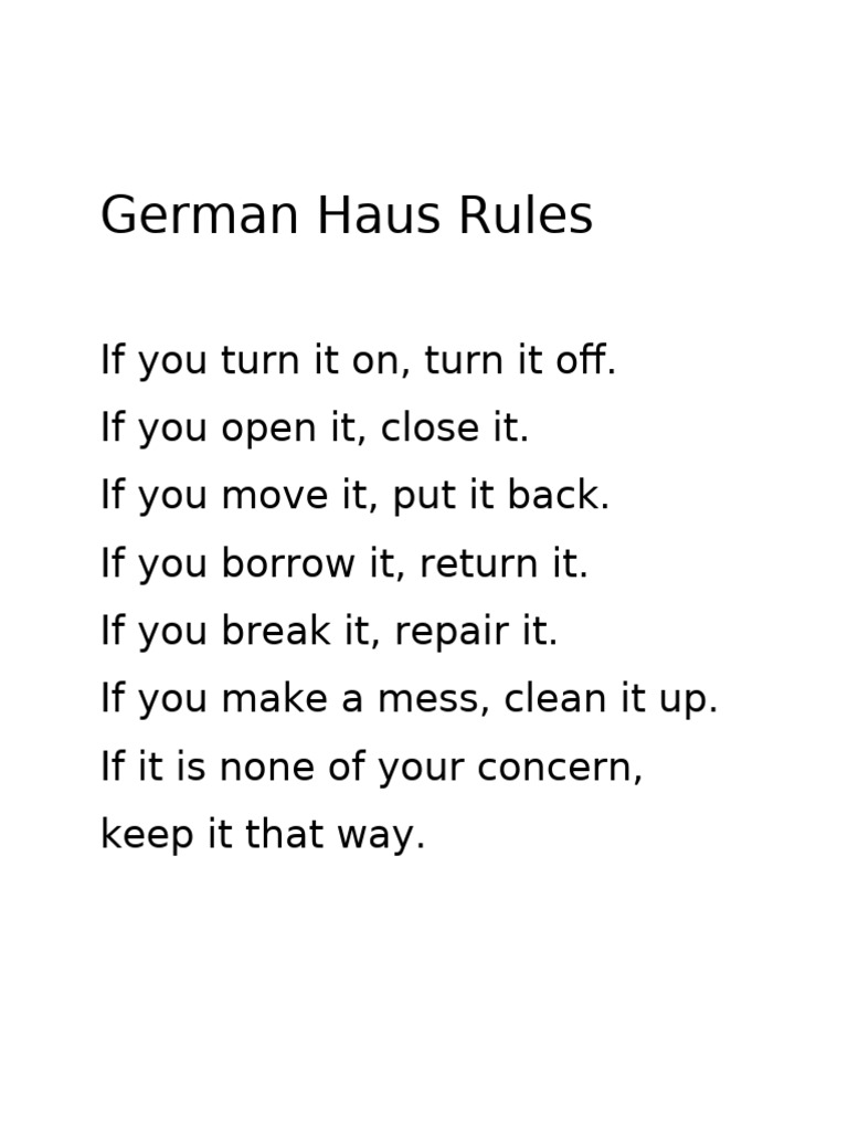 German Haus Rules | PDF
