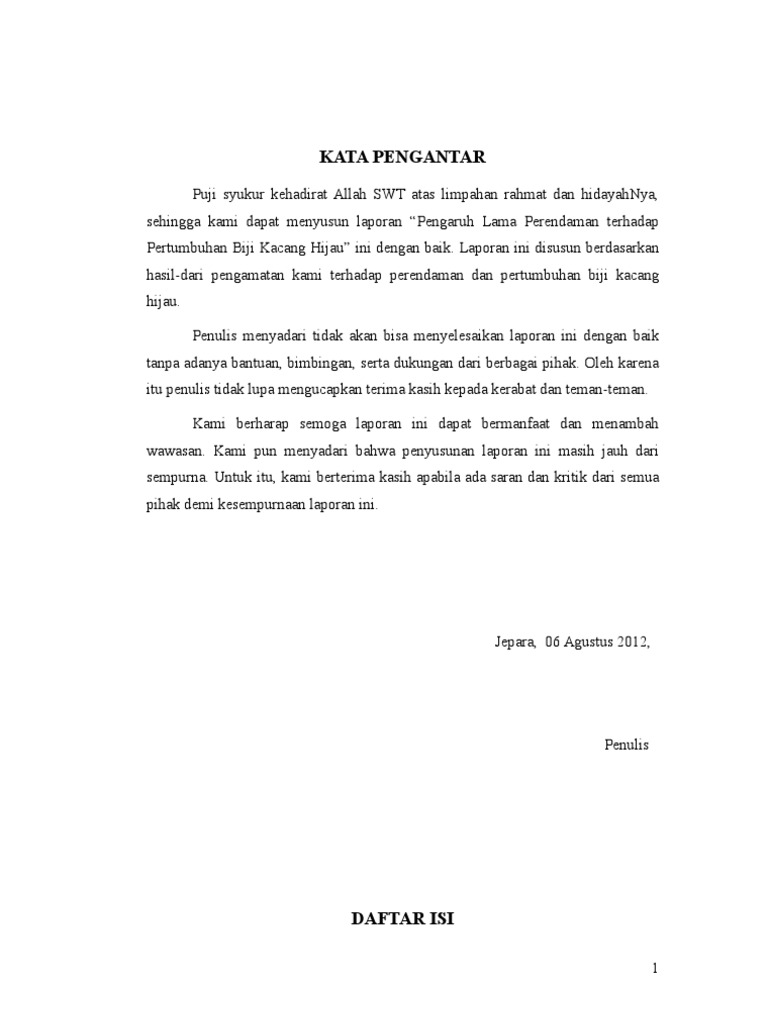 Laporan Pengamatan Pertumbuhan Perkembangan Dan Perkecambahan Biji Kacang Hijau
