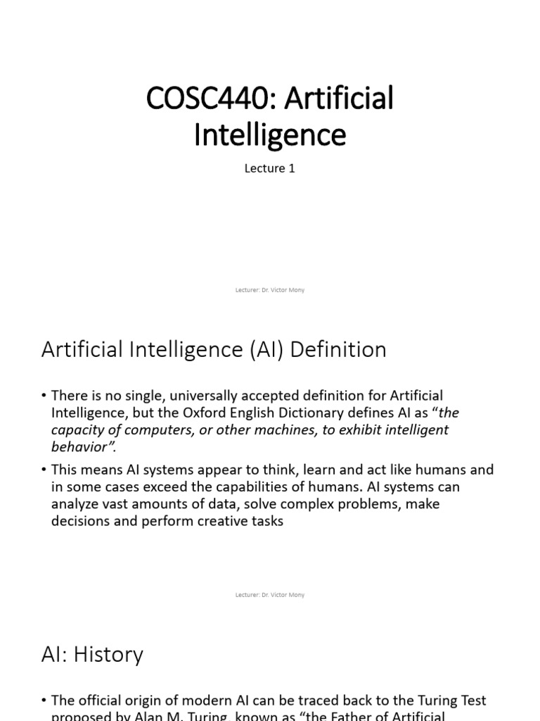 Lecture 1 and 2 Presentation AI | PDF | Artificial Intelligence ...