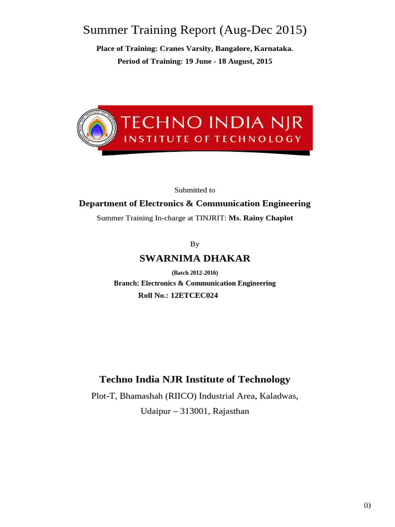 Internship Report Format | PDF | Computing | Computer Engineering