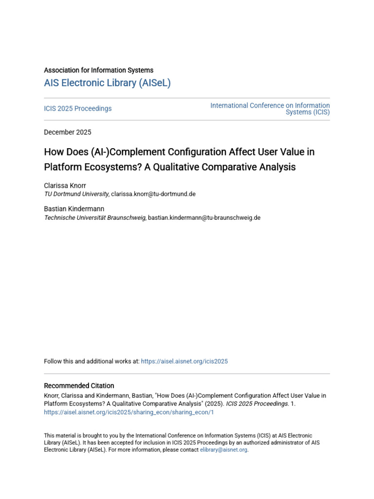 How Does (AI-)Complement Configuration Affect User Value in Platf | PDF ...