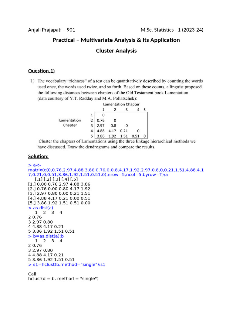 901 Multivariate Practical-3 | PDF | Multivariate Statistics | Data ...