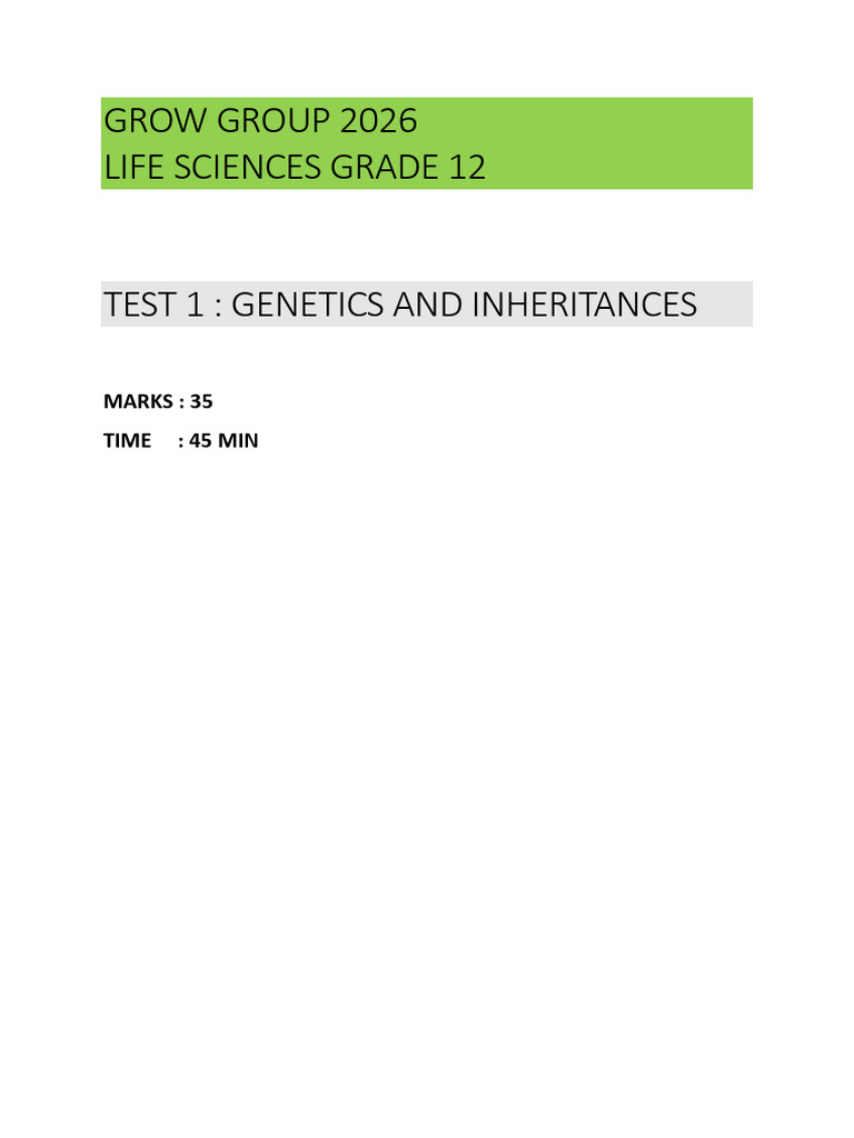 GENETICS TEST 1 | PDF | Dominance (Genetics) | Zygosity