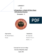 Law of Variable Proportions: A Study of Three Stages of Production Function Economics - I