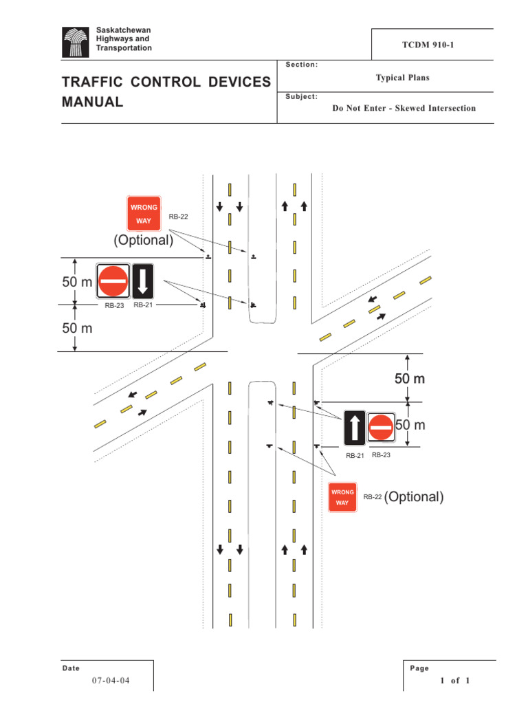 TCDM 910-1 - Typical Plans - Do Not Enter - Skewed Intersection | PDF