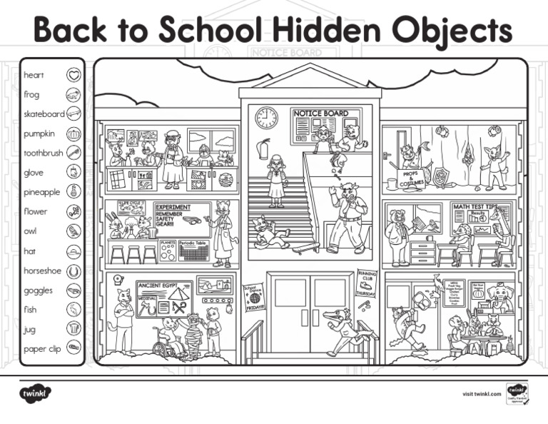 BW Back to School Hidden Objects Activity | PDF