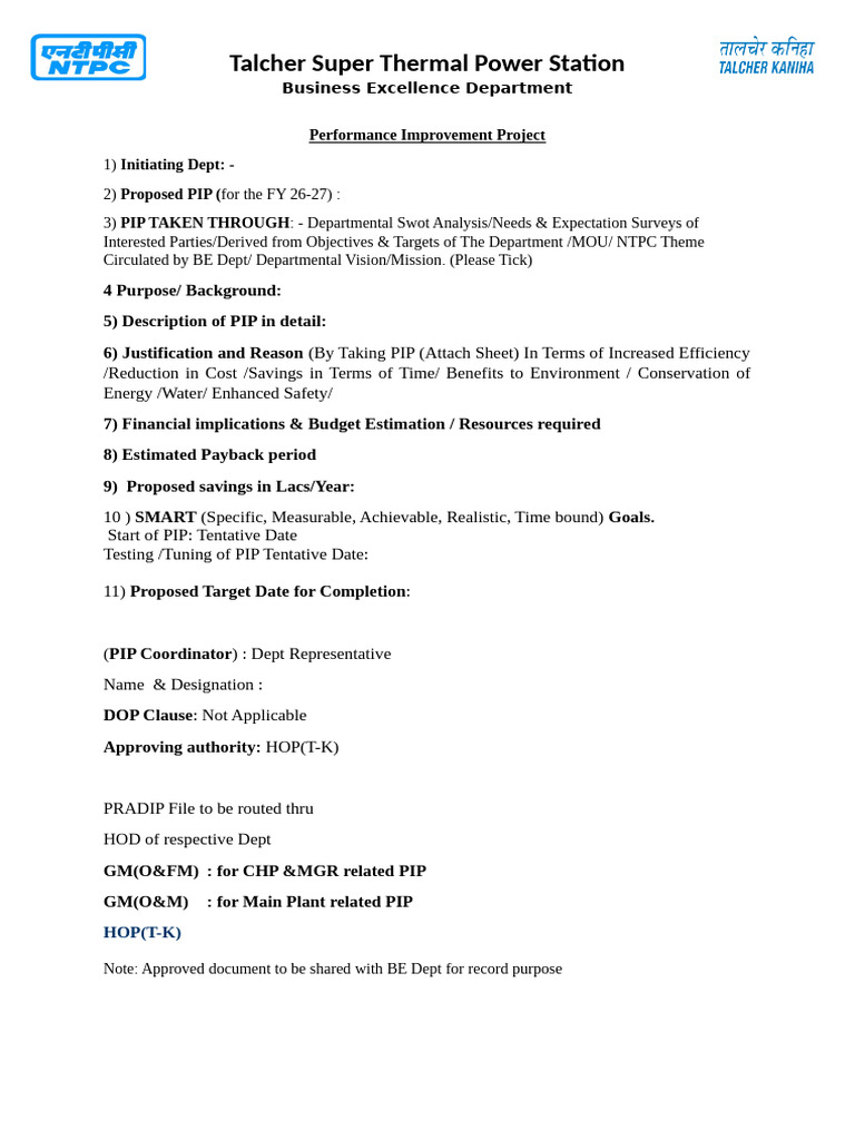 Sample PIP Format | PDF