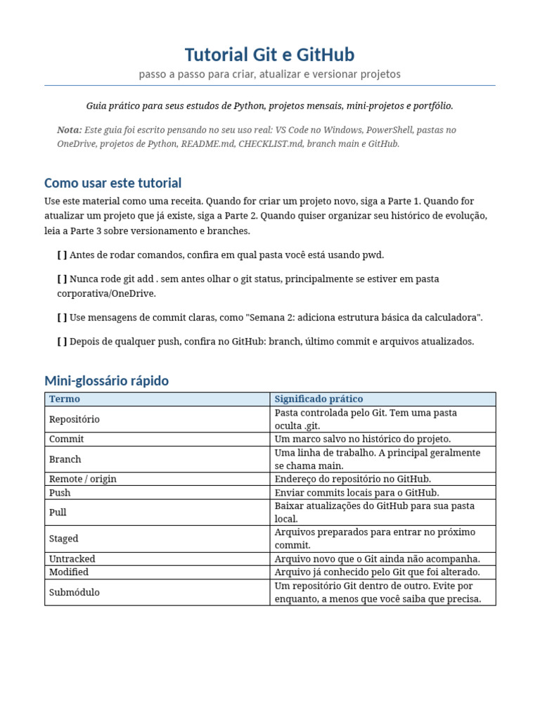 Tutorial Git GitHub Passo a Passo | PDF | Informática | GIT (software)