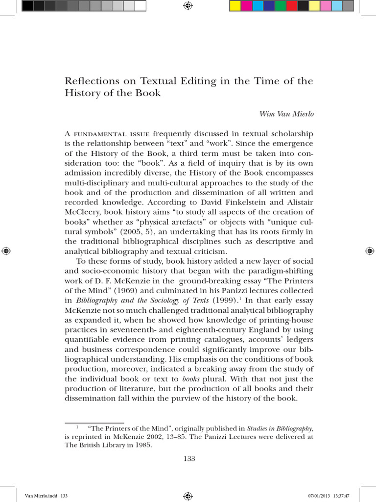Reflections on Textual Editing in the Ti | PDF | Bibliography | Page Layout