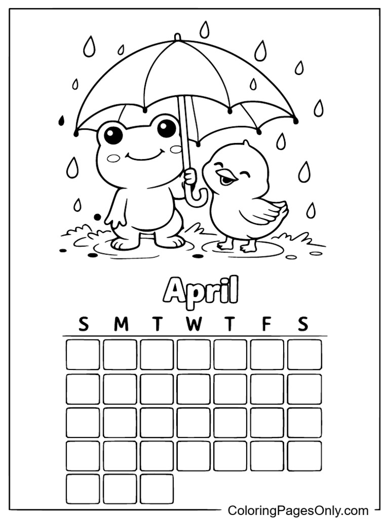 April Calendar Coloring Pages | PDF