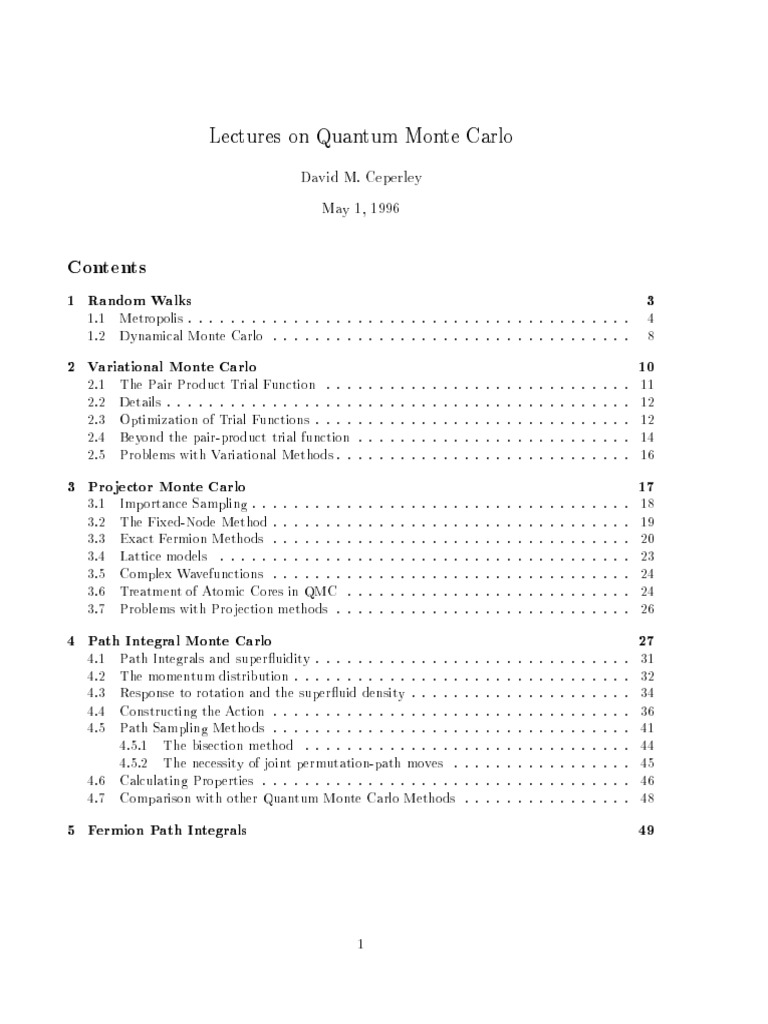 Lectures on Quantum Monte Carlo | PDF | Monte Carlo Method | Normal ...