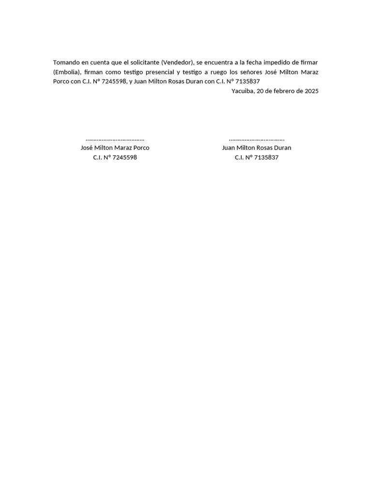 Nota Para C.F. Con Impedimento | PDF