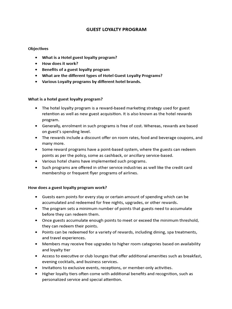 Guest Loyalty Program | PDF | Loyalty Program | Frequent Flyer Program