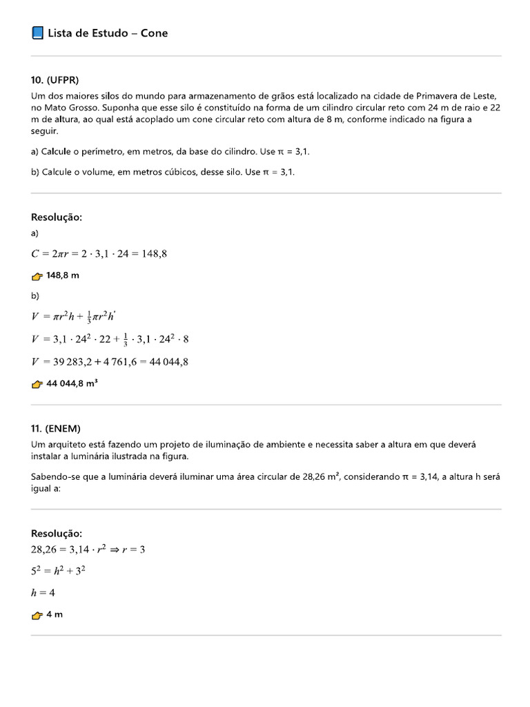 Lista Cones - Guia de Estudos | PDF