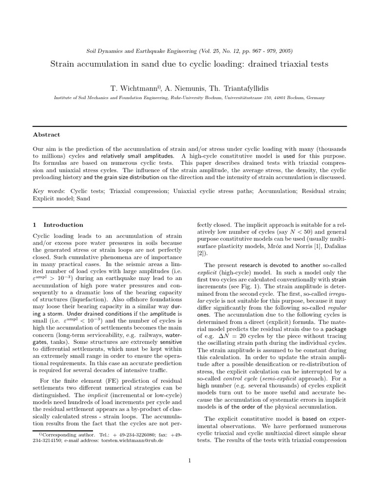 2005 SDEE Cyclic Triaxial Compression | PDF | Mechanical Engineering ...