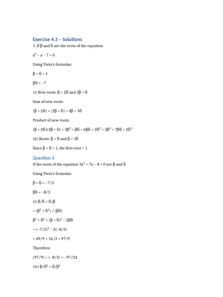 Exercise 4 3 Solutions | PDF