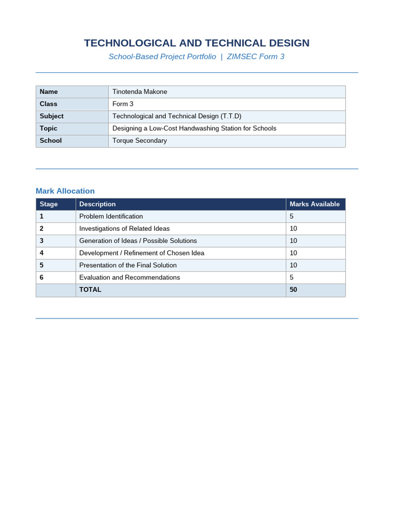 TTD Project Tinotenda | PDF | Hand Washing | Tap (Valve)