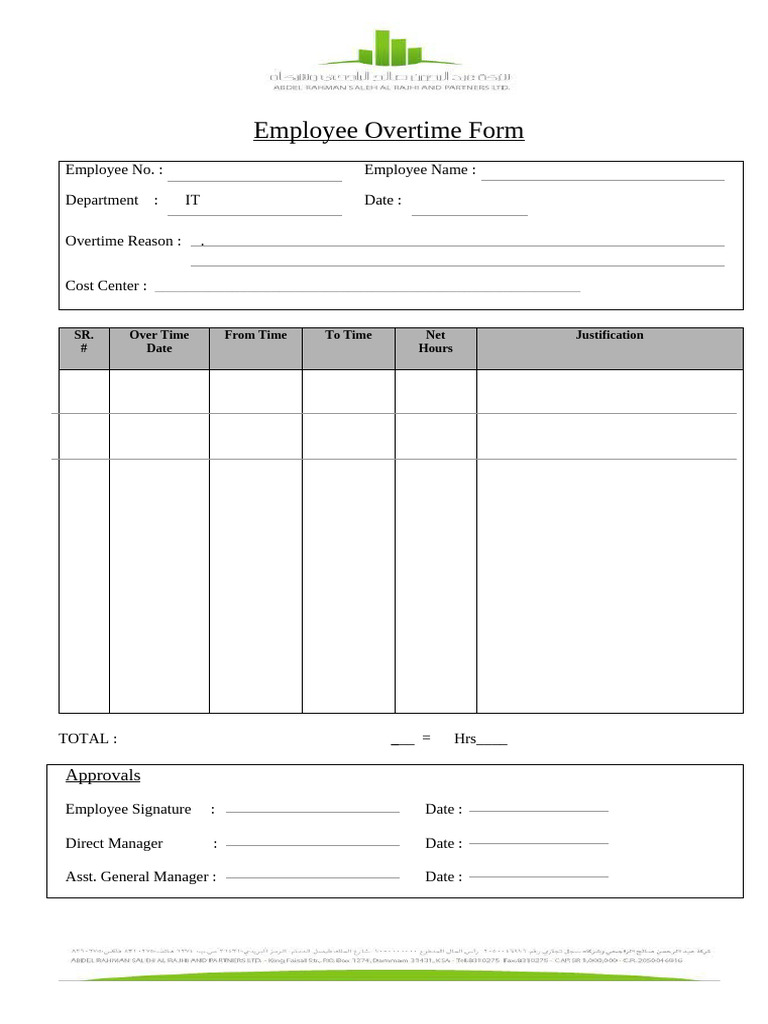 Overtime Form | PDF