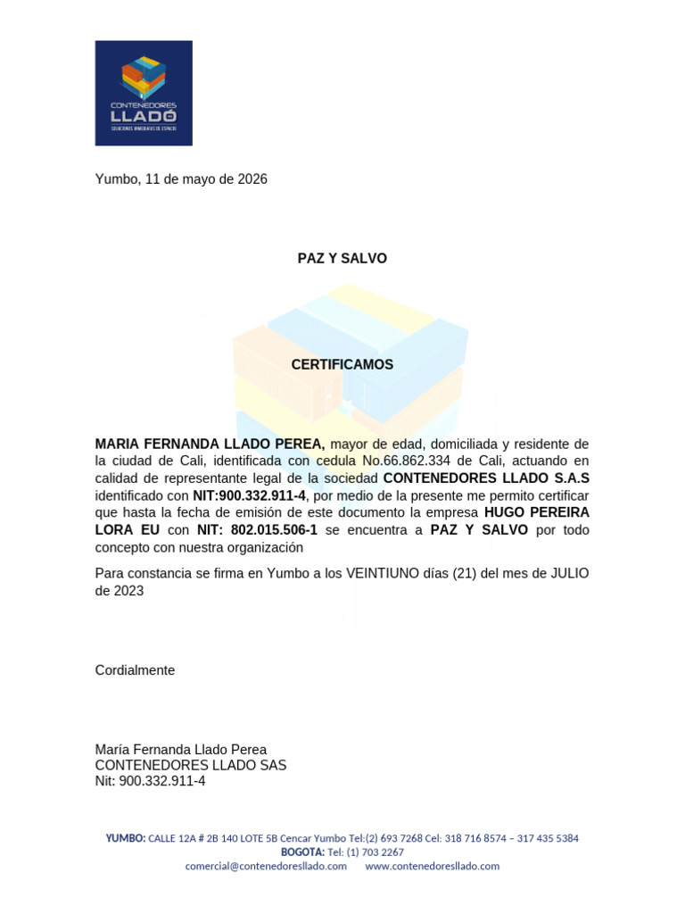 PAZ Y SALVO | PDF