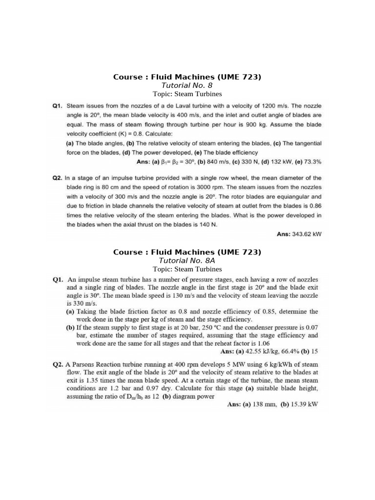 Tut 8 and 8A Steam Turbines | PDF