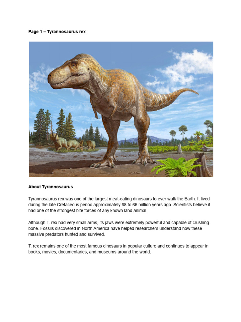 Page 1 – Tyrannosaurus Rex | PDF