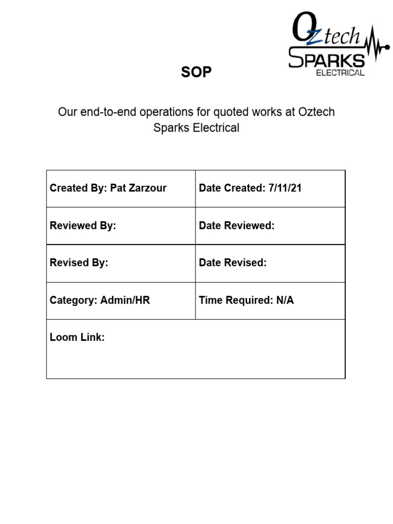 Our End to End Operations for Quoted Works SOP | PDF