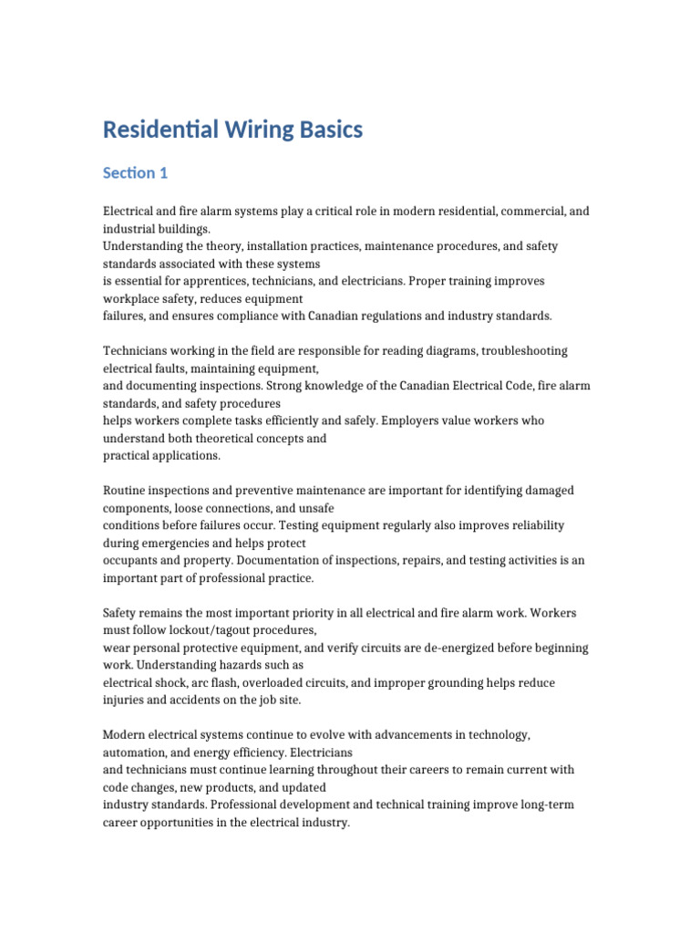 Residential Wiring Basics Expanded | PDF | Electrician | Safety
