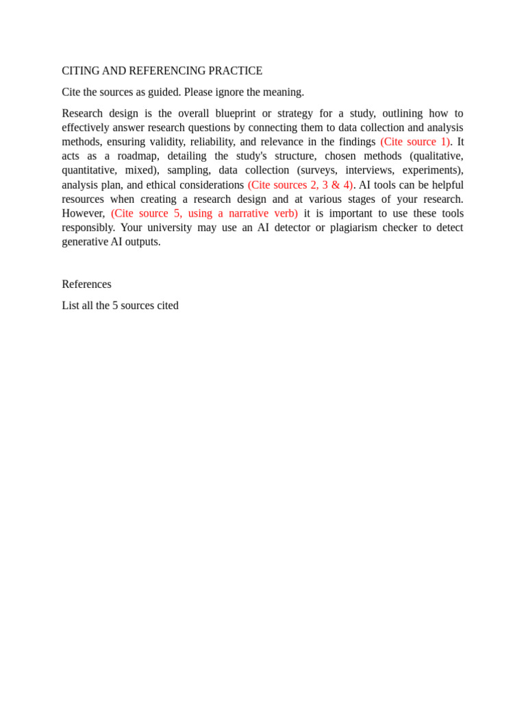 Citing and Referencing Practice | PDF