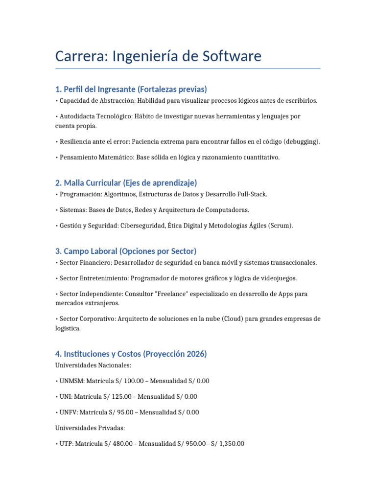 Ingenieria de Software 2026-1 | PDF