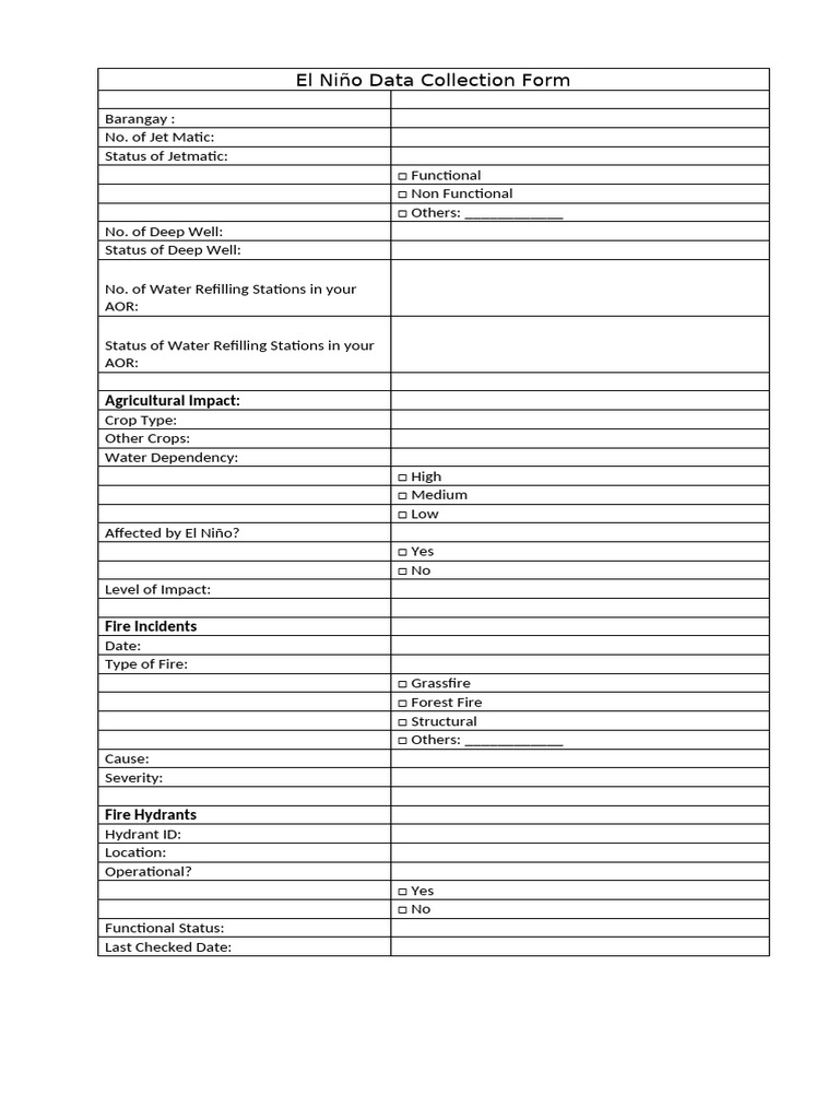 El Niño Data Collection Form | PDF