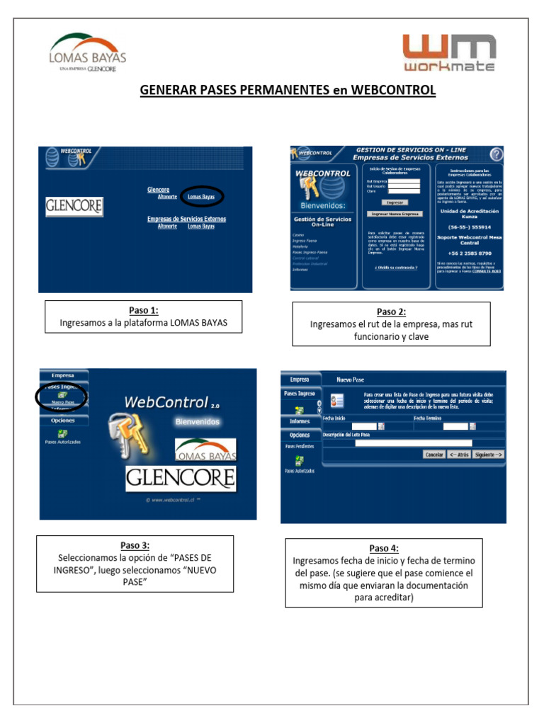 Generar Pases Permanentes en Webcontrol | PDF