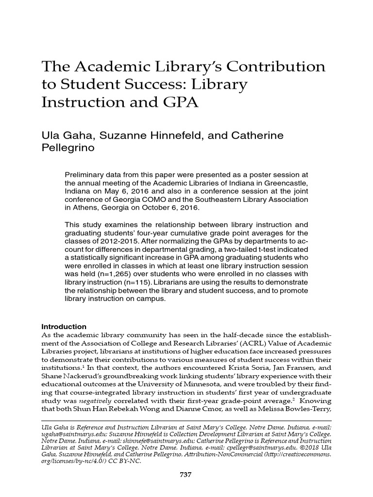 The Academic Librarys Contribution to Student Suc | PDF | Student's T ...