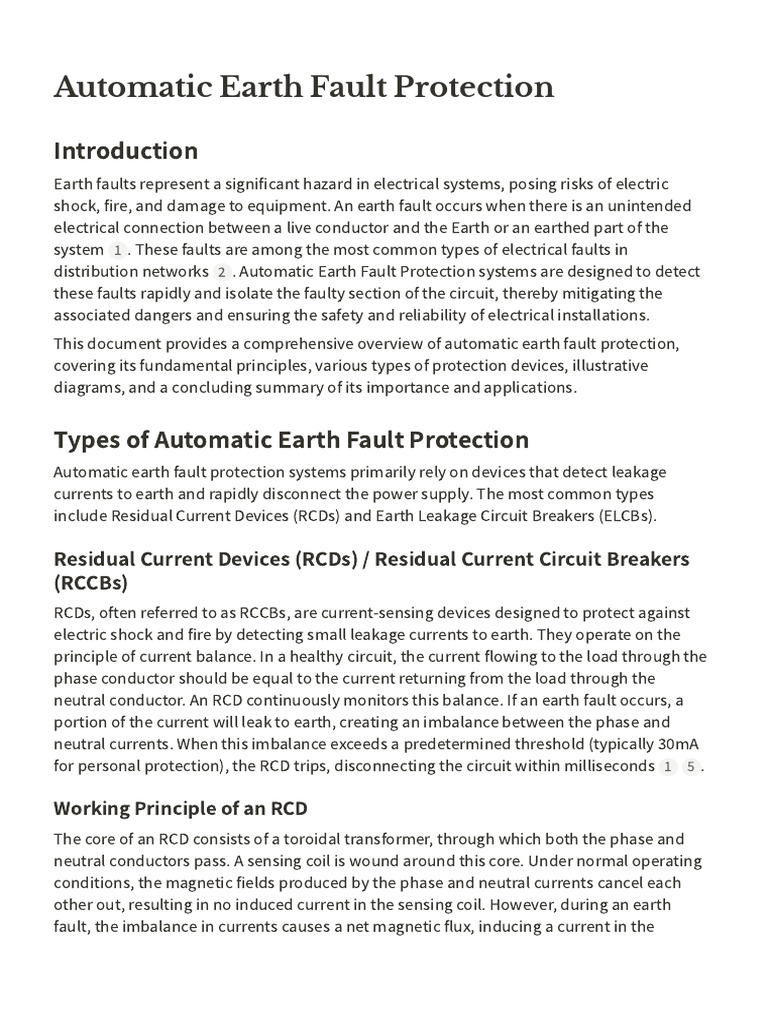 Automatic Earth Fault Protection | PDF | Equipment | Components