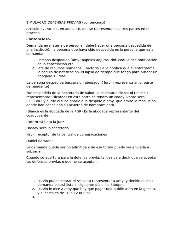 SIMULACRO DEFENSAS PREVIAS | PDF