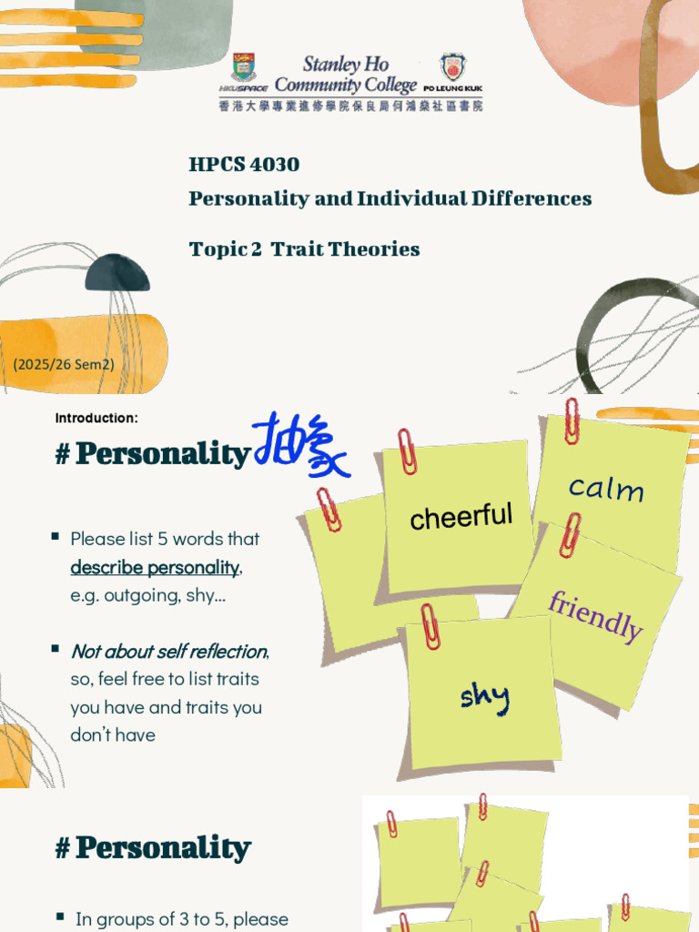 HPCS4030 L02 Trait and Factor | PDF | Extraversion And Introversion ...