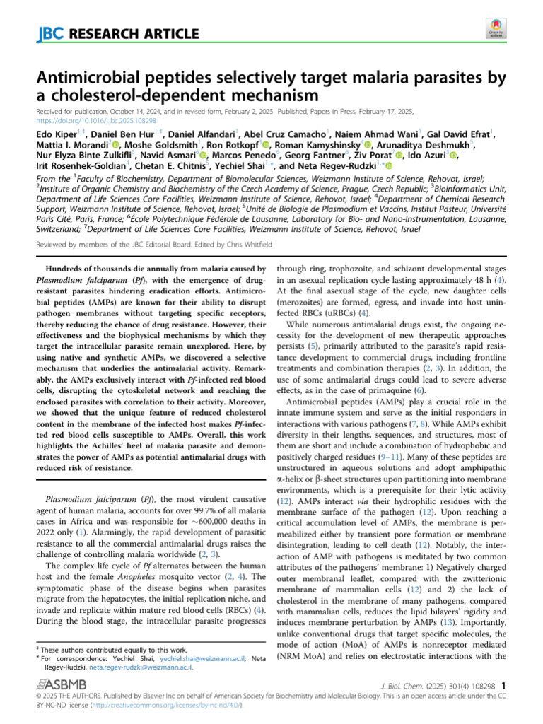 Antimicrobial Peptides | PDF | Malaria | Cell Membrane