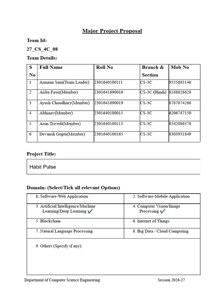 Major Project Proposal 2026-27 (2) | PDF | Operating System | Computer ...
